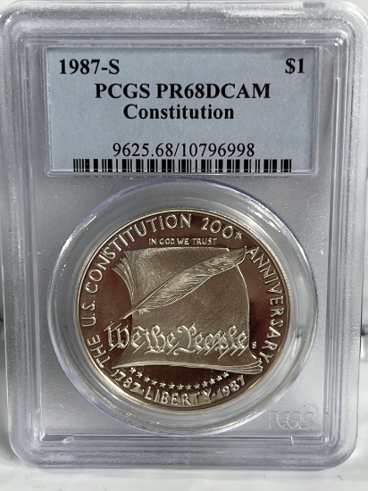 1987 S Constitution Silver Dollar PR68DCAM PCGS