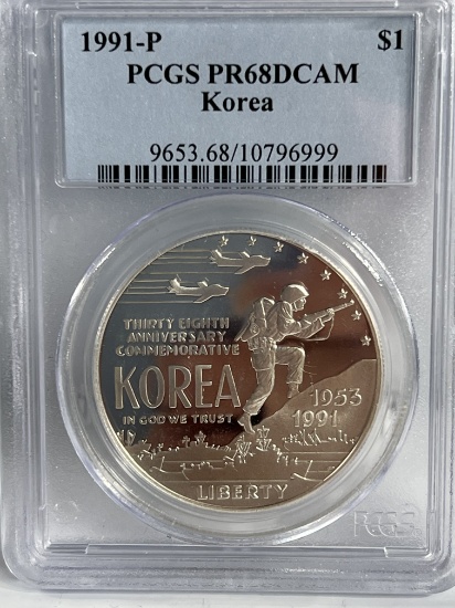 1991 Korean War Silver Dollar PR68DCAM PCGS