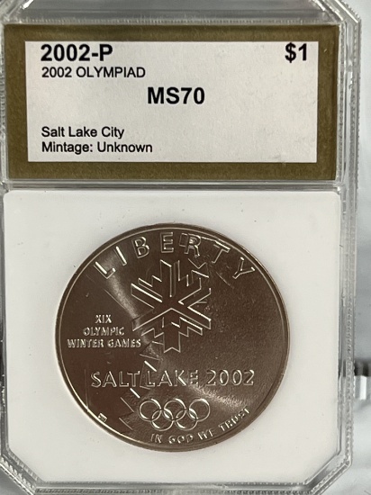 2002 P Salt Lake Olympics Silver Dollar MS70 PCI