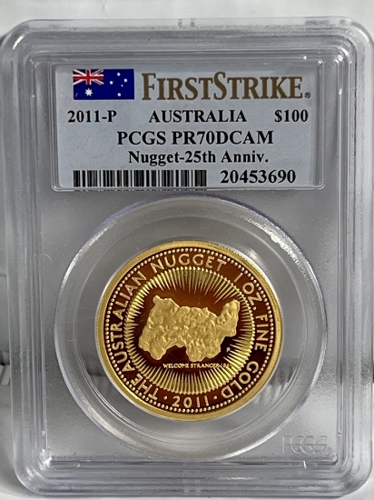 2011 P $100 1 oz. Gold Australia Nugget-25th Anniversary PR70DCAM PCGS