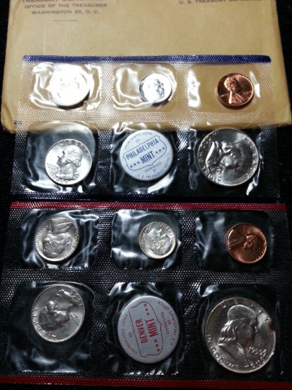 1959 p+d Mint Set includes 10 coins original packaging