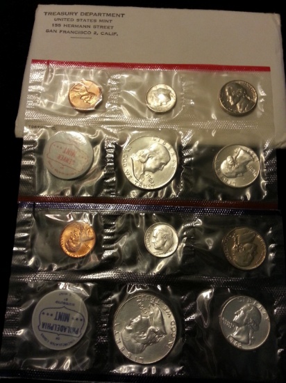 1962 p+d Mint Set includes 10 coins original packaging