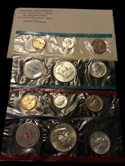 1963 p+d Mint Set includes 10 coins original packaging