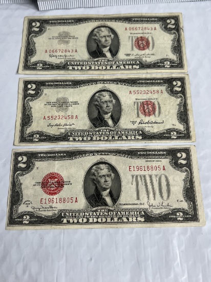 1928-1953-1963 $2 Red Seal Notes