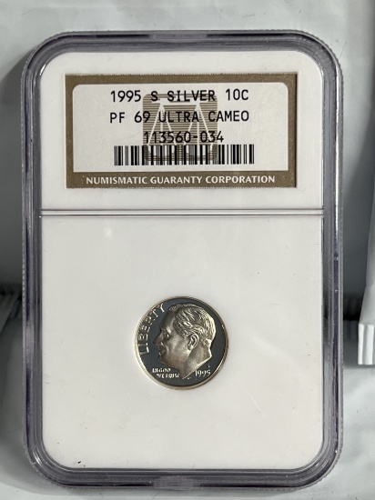 1995 S Silver Roosevelt Dime PF 69 Ultra Cameo NGC