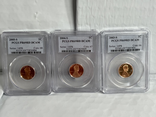 2002-2003-2004-2005 Lincoln Cent PR69 RD DCAM PCGS