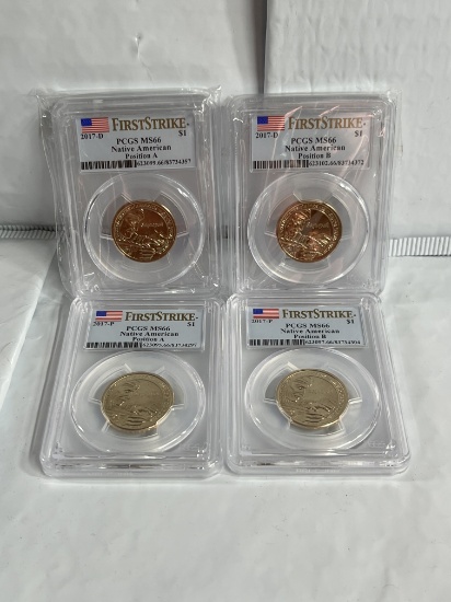 2017 P+D Sacagawea (SAC) Native American Dollars - 4 Coins -  MS66 PCGS