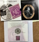 1996 National Community Service Proof Silver Dollar Coin and Stamp Set OGP