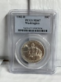 1982 D George Washington Silver Commemorative Half Dollar MS67 PCGS