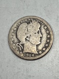 1914 S Barber Quarter VG Low Mintage