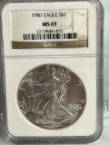 1987 1 oz $1 American Silver Eagle MS 69 NGC