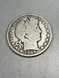 1907 D Barber Half Dollar VG