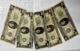 (5) 1934 $20 Federal Reserve Notes