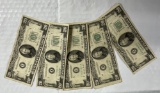 (5) 1950 $20 Federal Reserve Notes