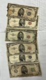 $30 Face $5 Notes - Red Seal-Silver Certificates-Federal Reserve Notes - Impaired
