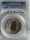 2019 S Apollo 11 50th Anniversary Curved Half Dollar PR68DCAM PCGS