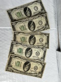 (5) 1934 $10 Federal Reserve Notes