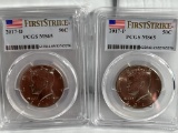 2017 p+d Kennedy Half Dollar MS65 PCGS FIRST STRIKE