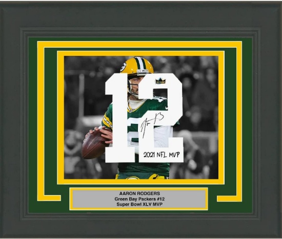 Framed Aaron Rodgers Facsimile Autographed Inscribed Jersey Number 23x21 Packers Reprint Auto Photo