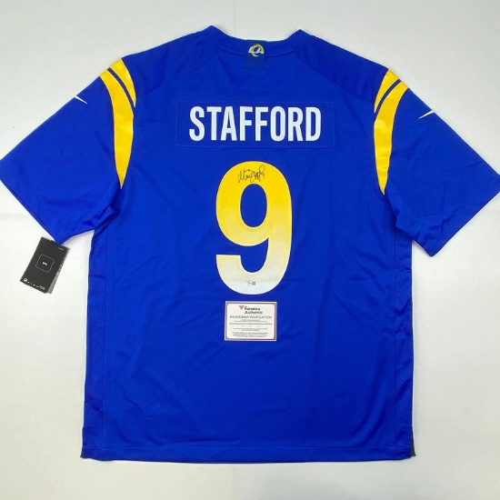 Autographed/Signed Matthew Stafford LA Rams Blue Authentic Nike Super Bowl LVI Jersey Fanatics COA