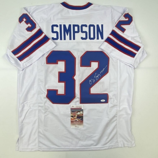 Autographed/Signed OJ O.J. Simpson Buffalo White Football Jersey JSA COA
