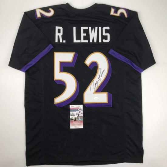 Autographed/Signed Ray Lewis Baltimore Black Football Jersey JSA COA