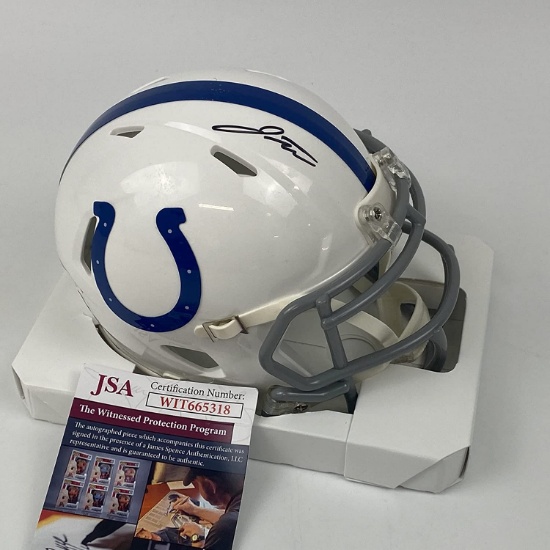 Autographed/Signed Jonathan Taylor Indianapolis Colts Mini Football Helmet JSA COA