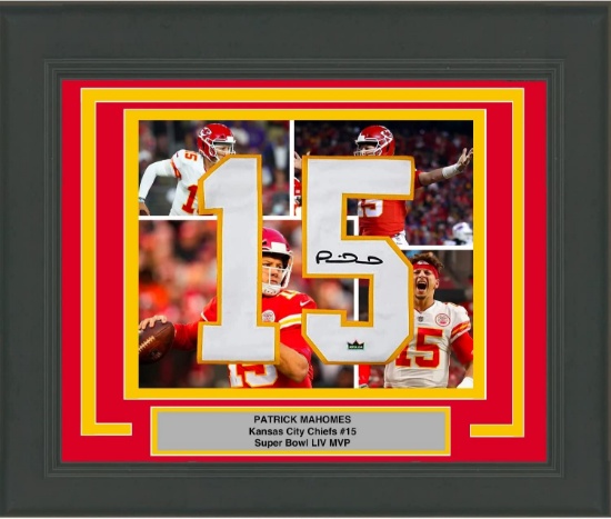 Framed Patrick Mahomes Facsimile Autographed Jersey Number 23x21 Chiefs Reprint Laser Auto Photo