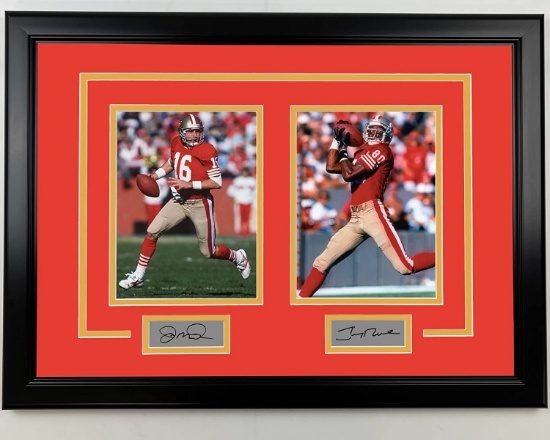 Framed Joe Montana Jerry Rice Facsimile Laser Engraved Signatures San Francisco 49ers 17x23 Photo