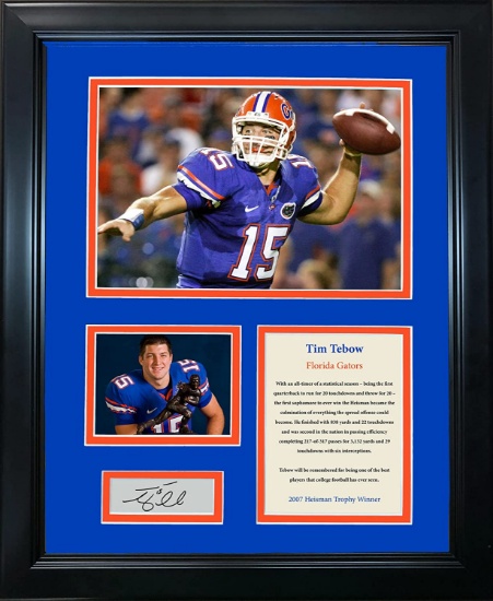 Framed Tim Tebow Heisman Trophy Winner Facsimile Laser Engraved Signature Florida 12"x15" Photo
