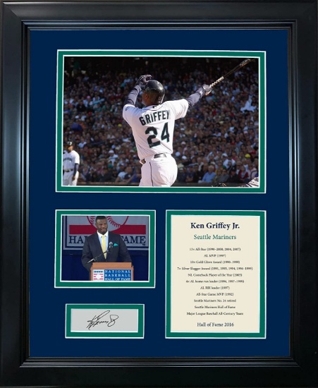 Framed Ken Griffey Jr Hall of Fame Facsimile Laser Engraved Signature Auto Mariners 12"x15" Photo