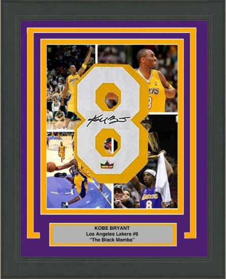 Framed Kobe Bryant Facsimile Autographed Jersey Number 20x24 Los Angeles Lakers Reprint Laser Photo