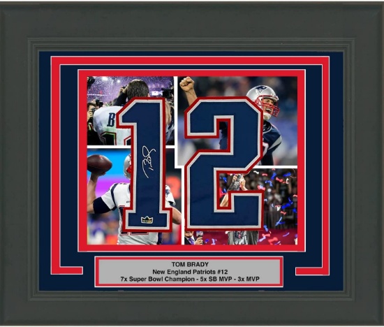 Framed Tom Brady Facsimile Autographed Jersey Number 23x21 Reprint Laser Auto Football Photo