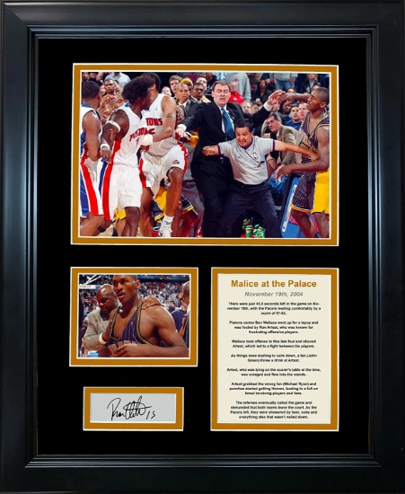 Framed Malice at the Palace Ron Artest Facsimile Laser Engraved Signature 12"x15" Photo Collage