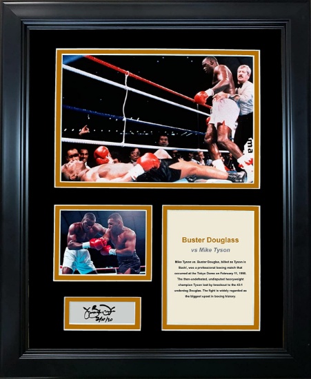 Framed Buster Douglas Mike Tyson Knockout KO Facsimile Laser Engraved Signature Auto 12"x15" Photo