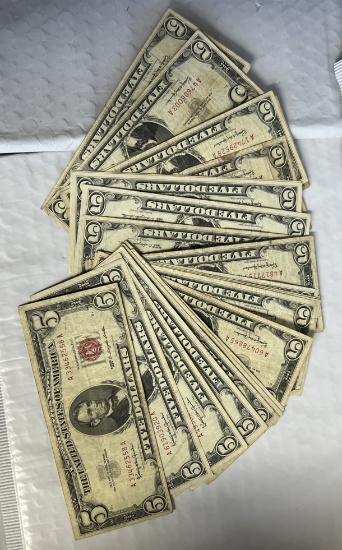 (25) 1963 $5 Red Seal Notes