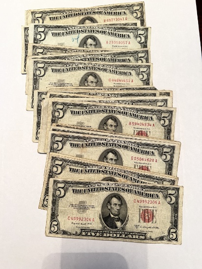 (25) 1953 $5 Red Seal Notes