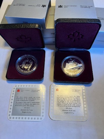 8 - $1 Silver Royal Mint Canadian Silver Dollars - 1987 & 1988