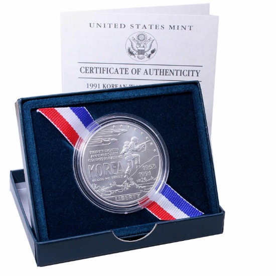 1991 Korean War Memorial UNC Silver Dollar OGP