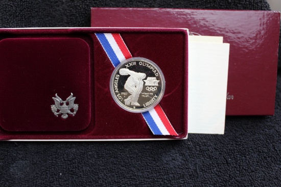 1983 Olympic Proof Silver Dollar Commemorative w/ Box COA