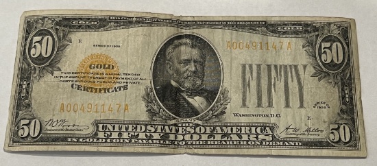 1928 $50 Gold Certificate