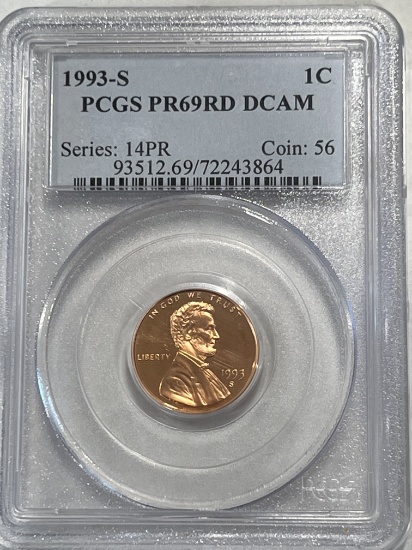 1993-S Lincoln Cent PR69RD DCAM PCGS