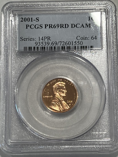 2001-S Lincoln Cent PR69RD DCAM PCGS