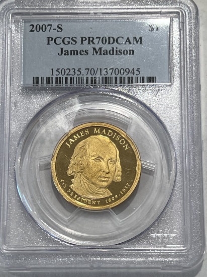 2007-S James Madison Presidential Dollar PR70DCAM PCGS