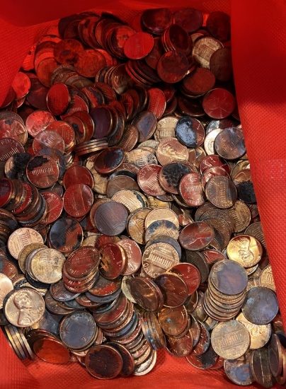 Bag of mishandled proof pennies - About 2000
