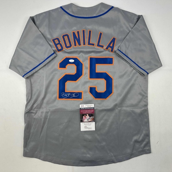Autographed/Signed Bobby Bonilla New York Grey Baseball Jersey JSA COA