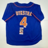 Autographed/Signed Lenny Dykstra 86 WS Champs New York Blue Baseball Jersey JSA COA