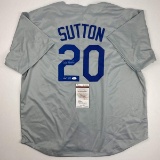 Autographed/Signed Don Sutton HOF 98 Los Angeles LA Grey Baseball Jersey JSA COA
