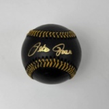 Autographed/Signed Pete Rose Black Leather Baseball Rawlings ROML JSA COA