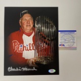 Autographed/Signed Charlie Manuel 2008 World Series Philadelphia Phillies 8x10 Photo PSA/DNA COA